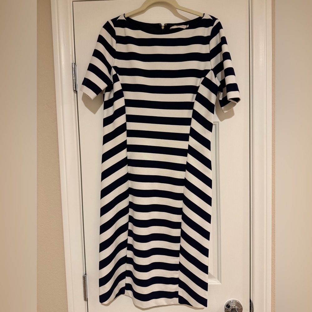 Tory Burch navy and white striped dress
